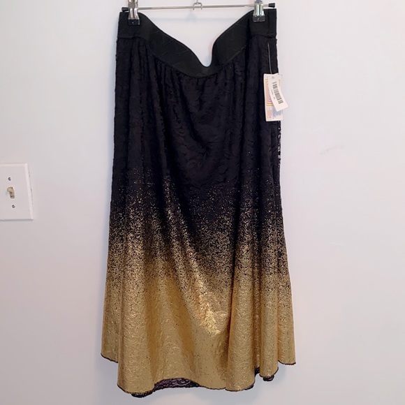 Black lace gold dipped midi Lola skirt